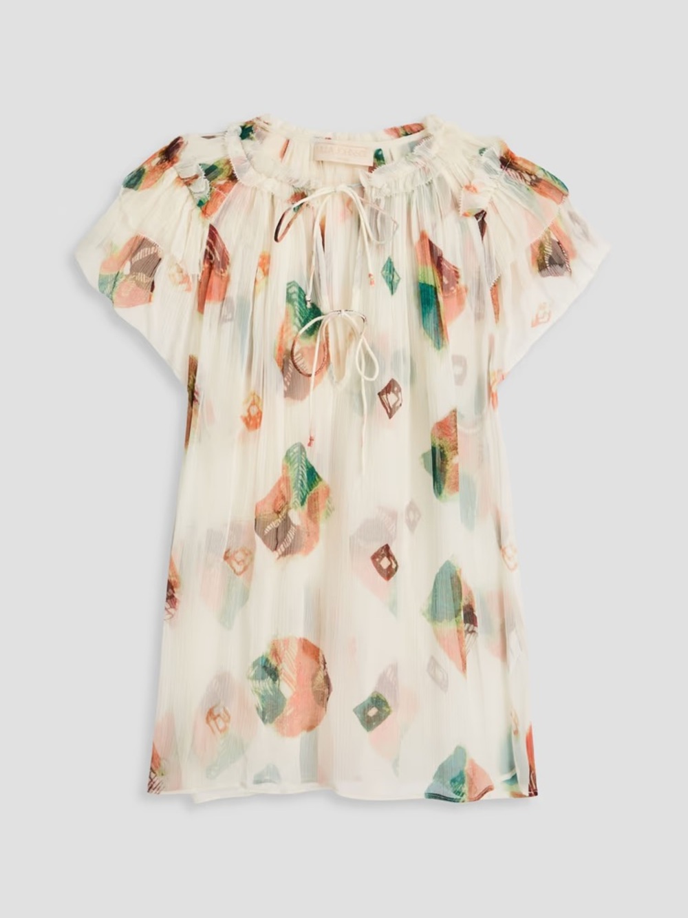 ULLA JOHNSON Marilyn printed silk-crepon top US 2 Original Price $390